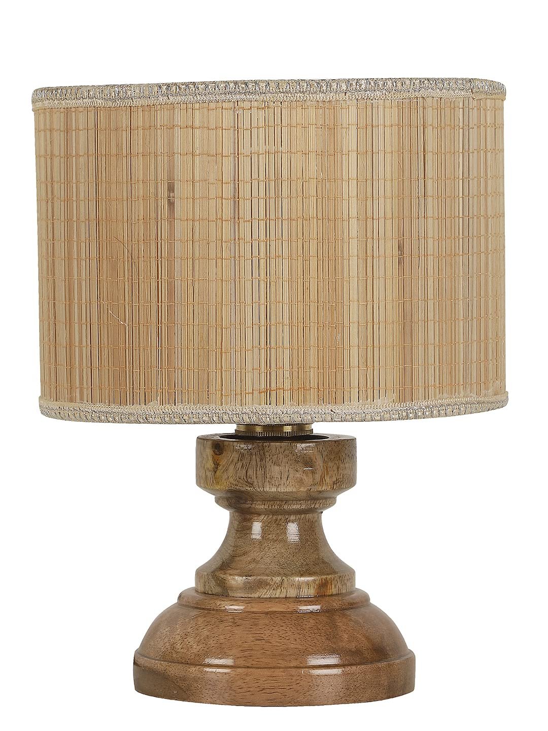 Wood Table lamp with Bamboo Shade