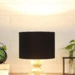 Wood Table lamp with Black Cotton Shade
