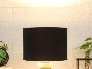 Wood Table lamp with Black Cotton Shade