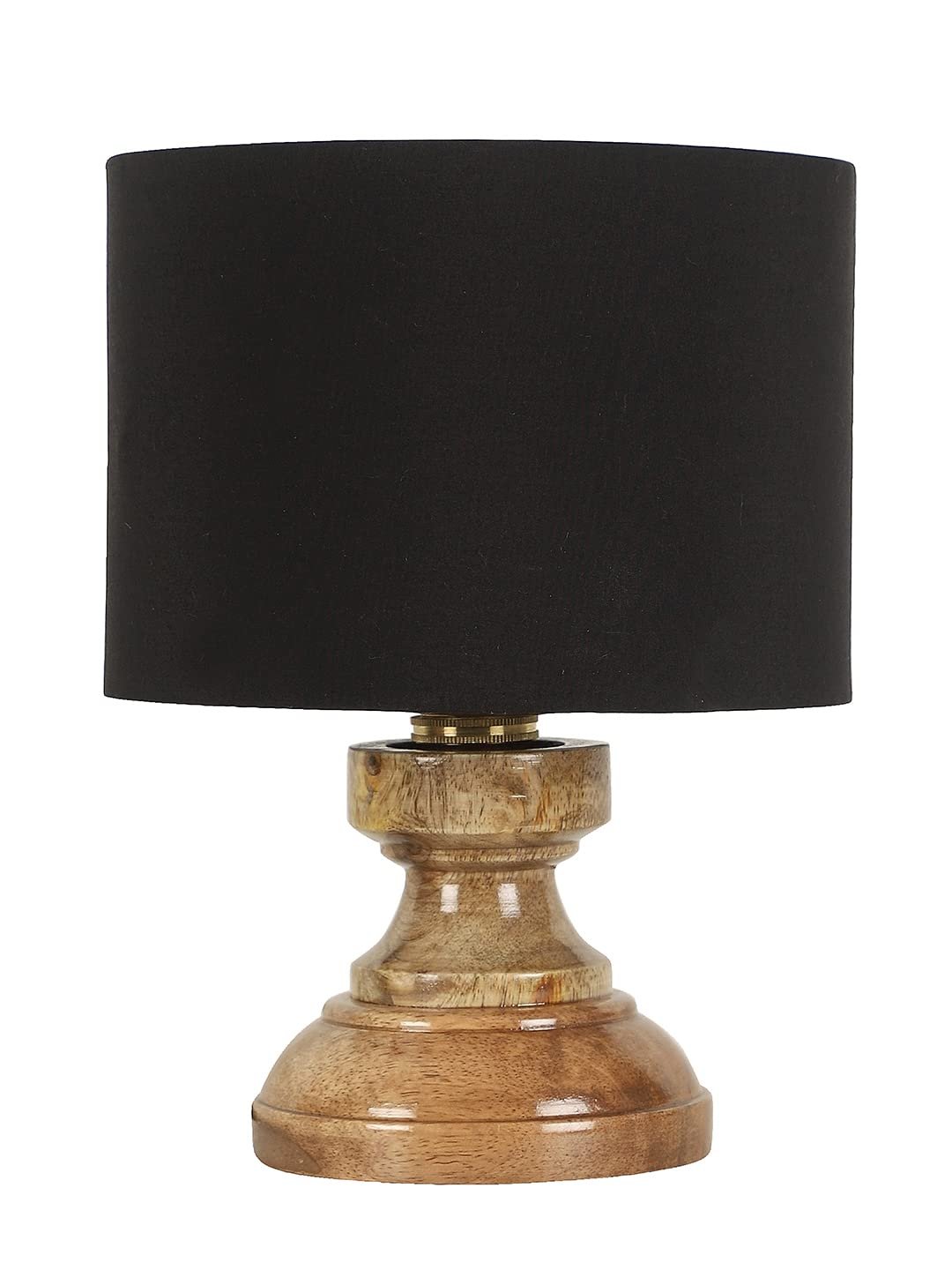 Wood Table lamp with Black Cotton Shade