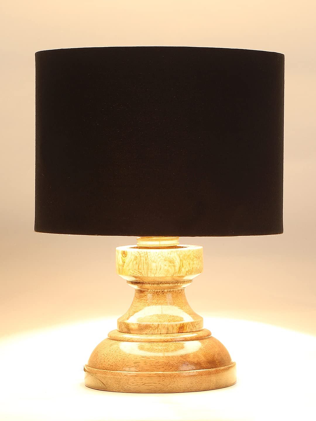 Wood Table lamp with Black Cotton Shade
