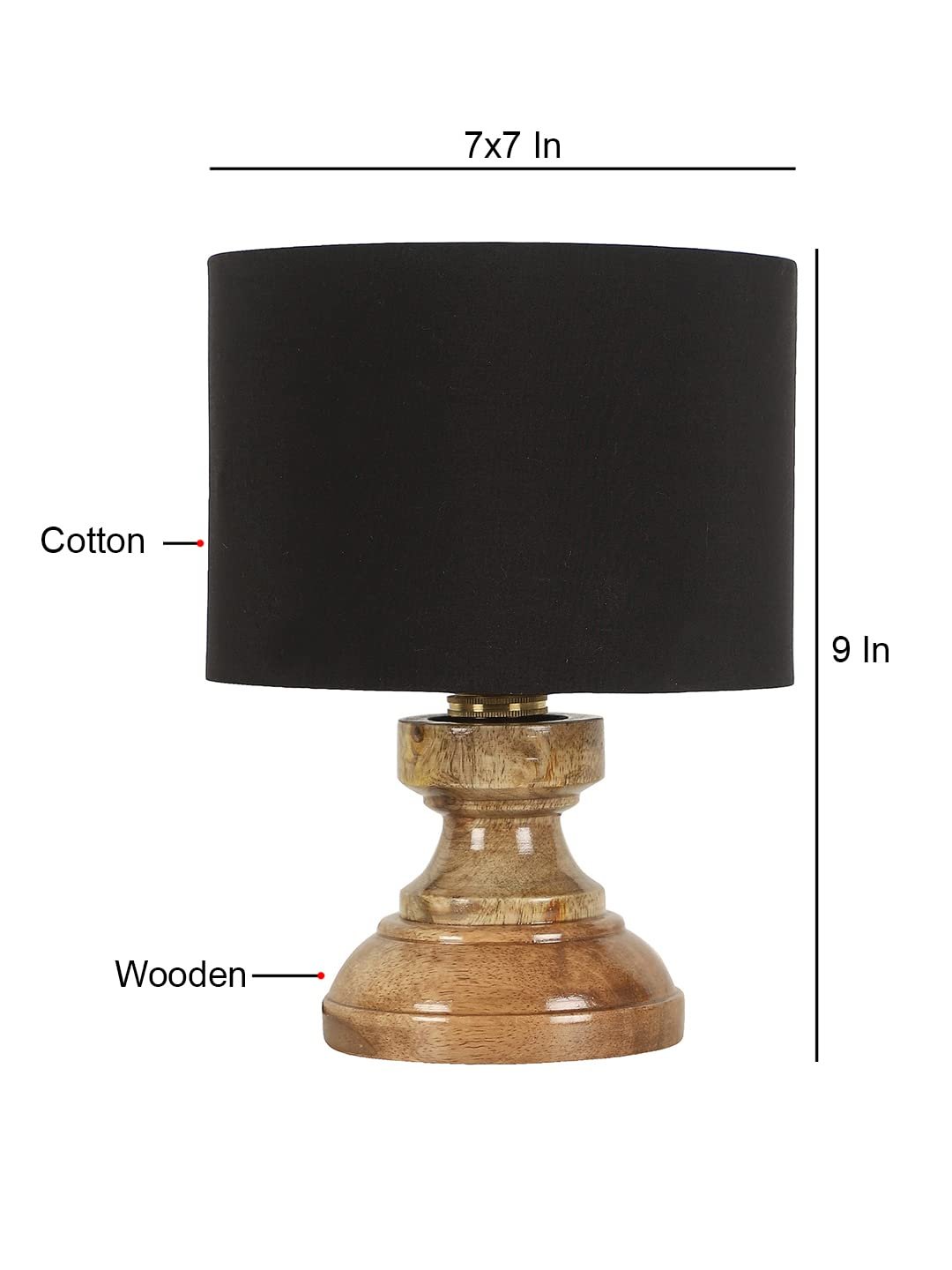 Wood Table lamp with Black Cotton Shade