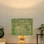 Wood Table lamp with Green Jute Shade
