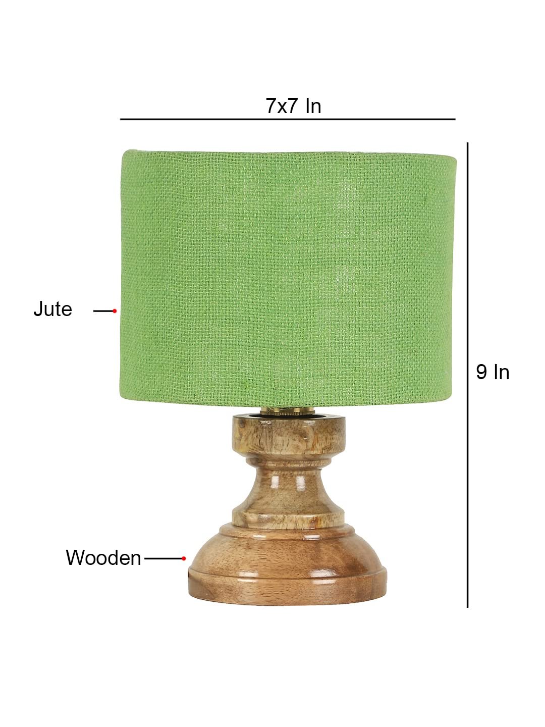 Wood Table lamp with Green Jute Shade