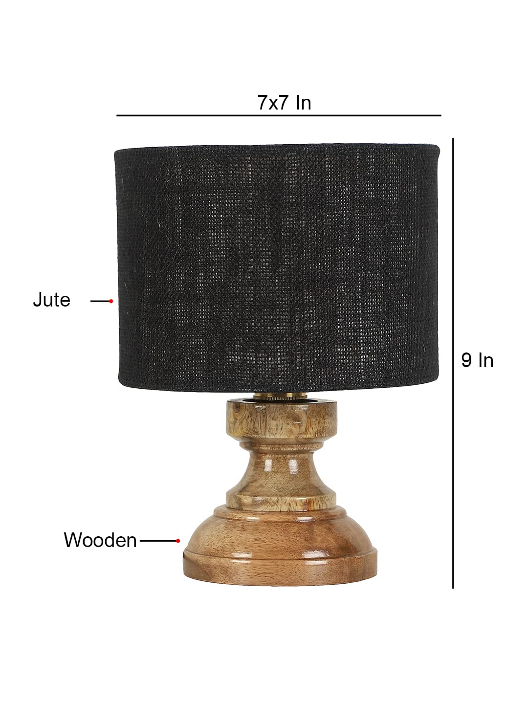 Wood Table lamp with Black Jute Shade