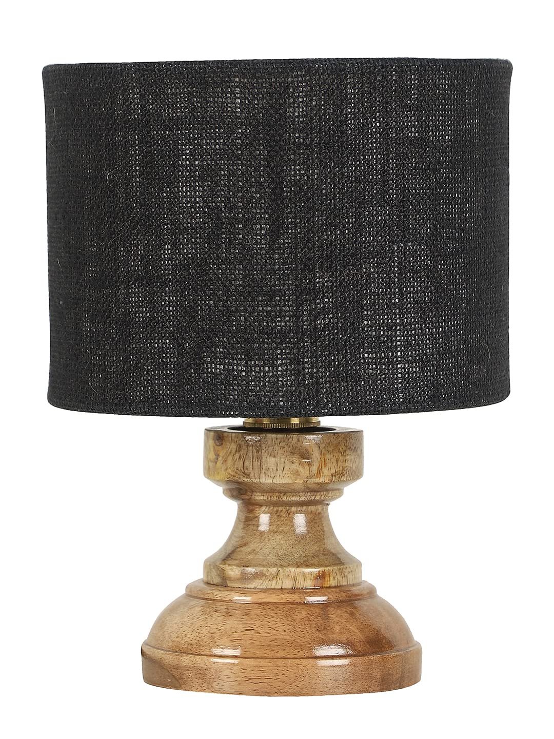 Wood Table lamp with Black Jute Shade