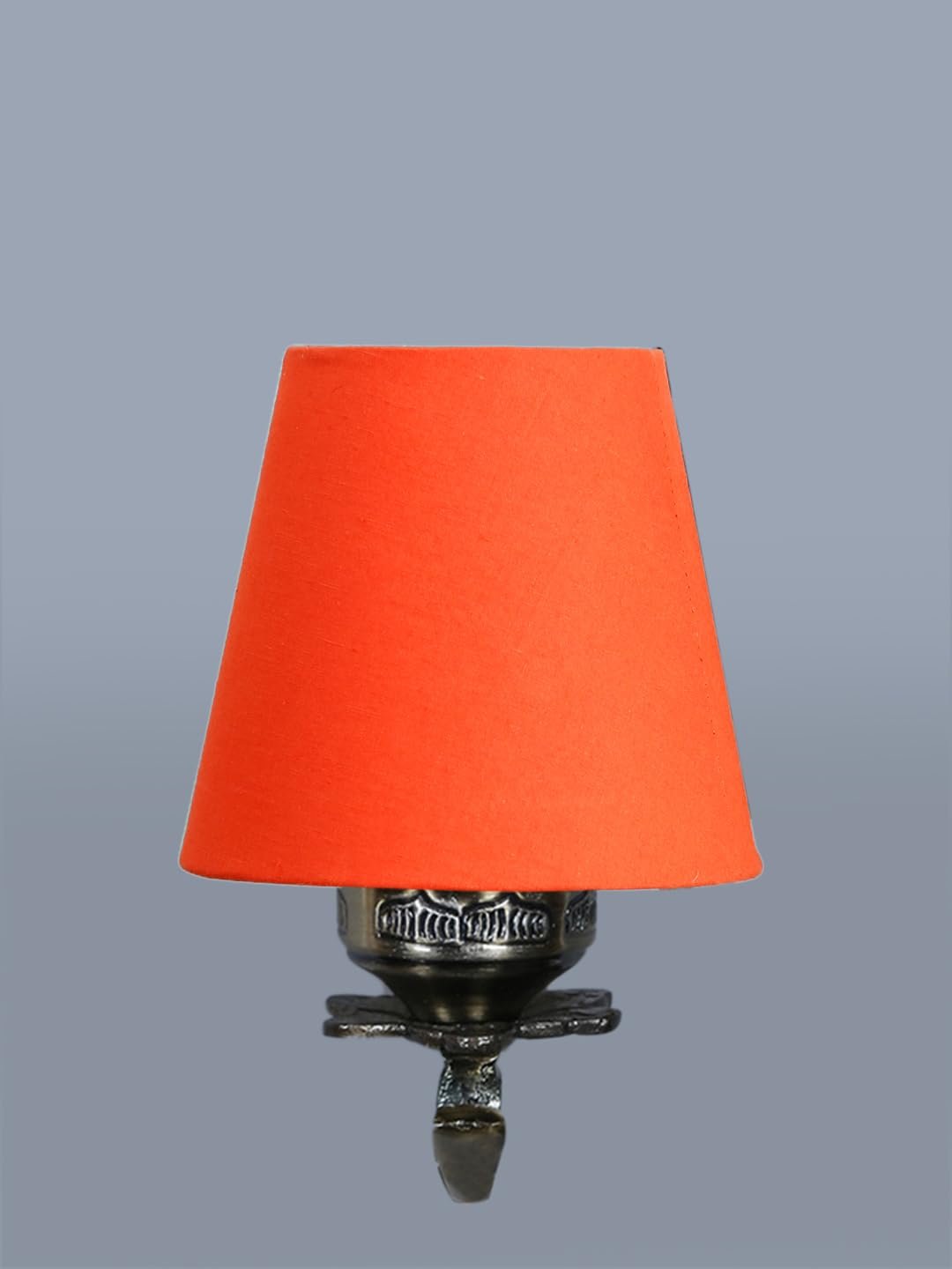 Antique Gold Wall Lamp for Office/Home/Gifting with Cotton conical Orange Shade(7x5.5x9.25) Inches-4