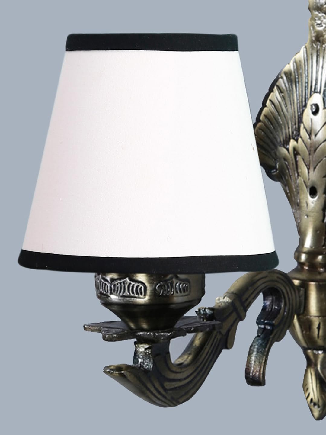 Antique Gold Wall Lamp for Office/Home/Gifting with Cotton conical White & Black Shade(7x5.5x9.25) Inches -7