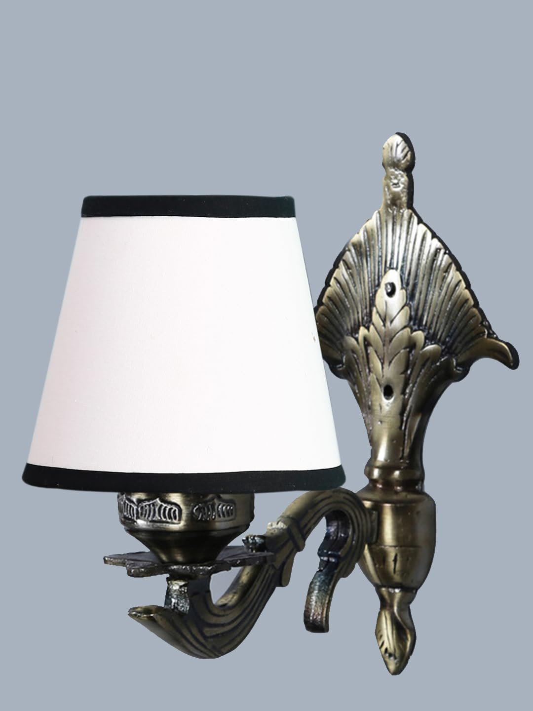 Antique Gold Wall Lamp for Office/Home/Gifting with Cotton conical White & Black Shade(7x5.5x9.25) Inches -7