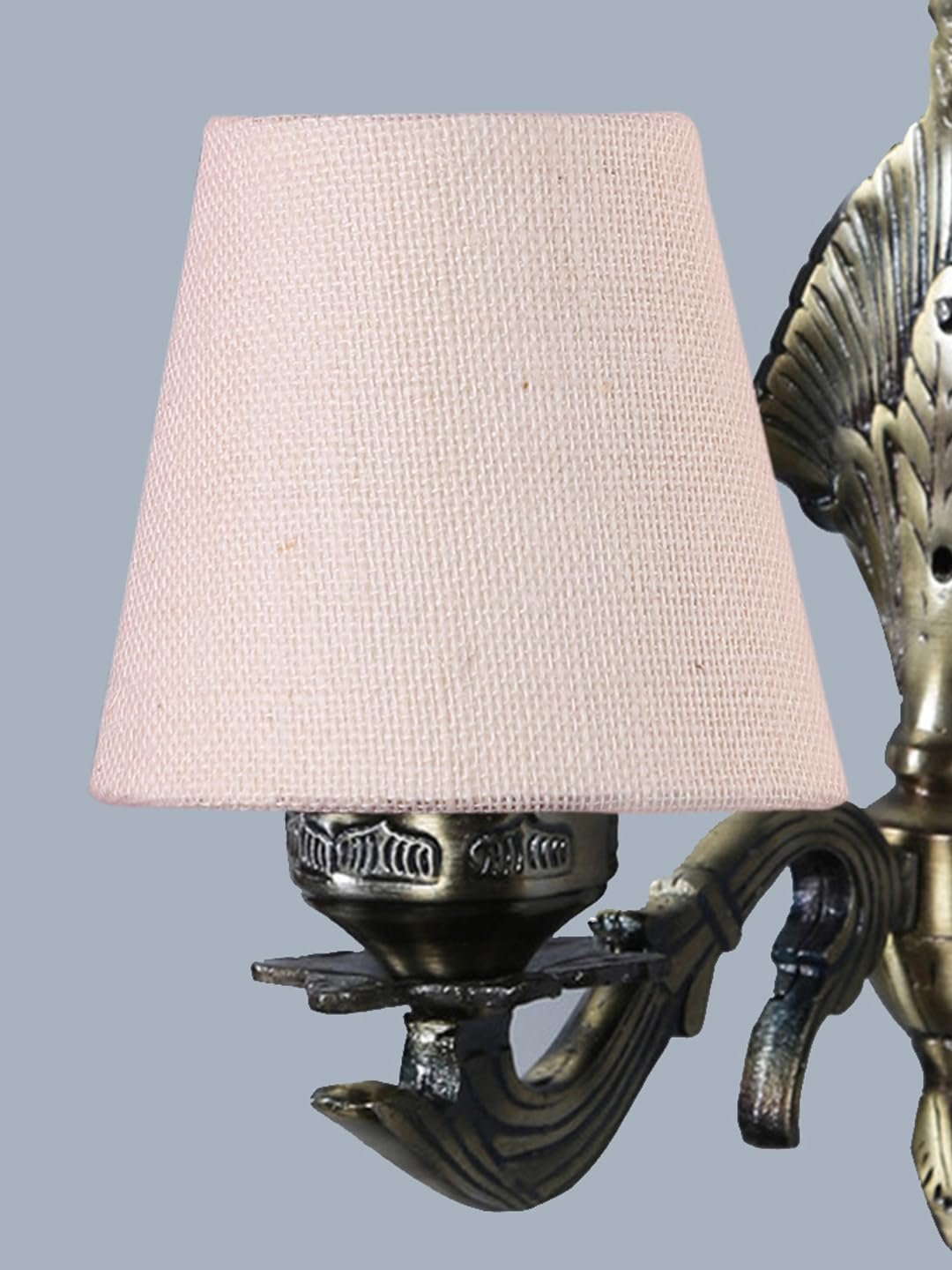 Antique Gold Wall Lamp for Office/Home/Gifting with Jute conical White Shade(7x5.5x9.25) Inches -9