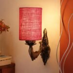 Antique Gold Wall Lamp for Office/Home/Gifting with Jute Pink Shade(8×4.25×11) Inches -100