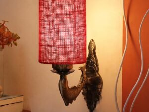 Antique Gold Wall Lamp for Office/Home/Gifting with Jute Maroon Shade(8×4.25×11) Inches -101