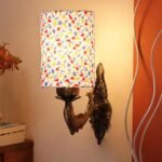 Antique Gold Wall Lamp for Office/Home/Gifting with Cotton Printed Shade(8×4.25×11) Inches -1