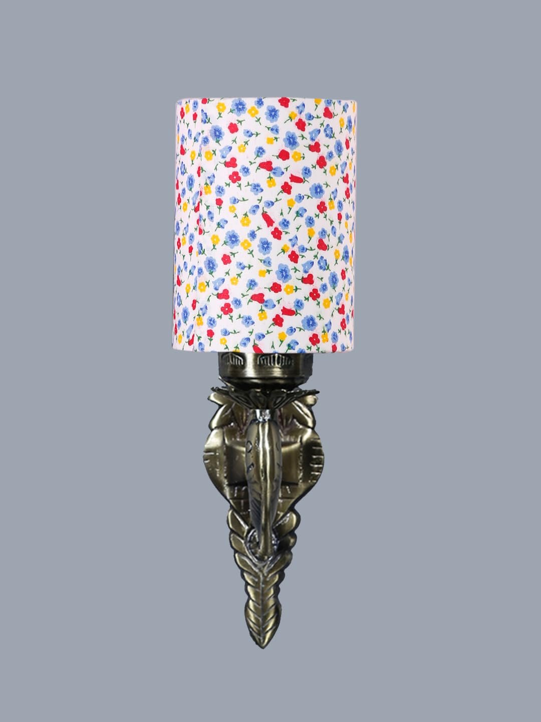 Antique Gold Wall Lamp for Office/Home/Gifting with Cotton Printed Shade(8x4.25x11) Inches -1