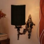 Antique Gold Wall Lamp for Office/Home/Gifting with Cotton Black Shade(8×4.25×11) Inches -107