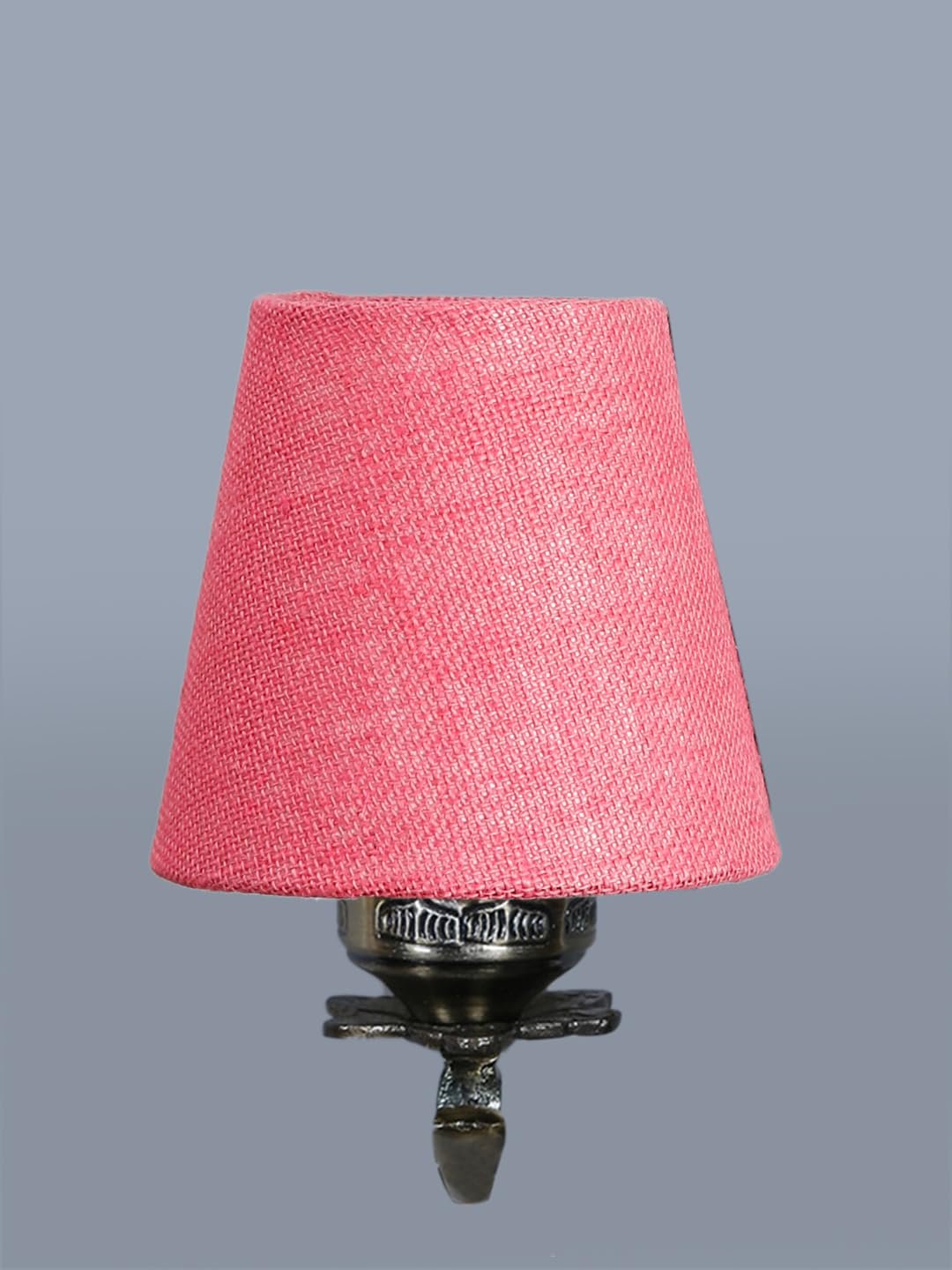Antique Gold Wall Lamp for Office/Home/Gifting with Jute conical Pink Shade(7x5.5x9.25) Inches -10