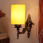 Antique Gold Wall Lamp for Office/Home/Gifting with Cotton Yellow Shade(8×4.25×11) Inches -110