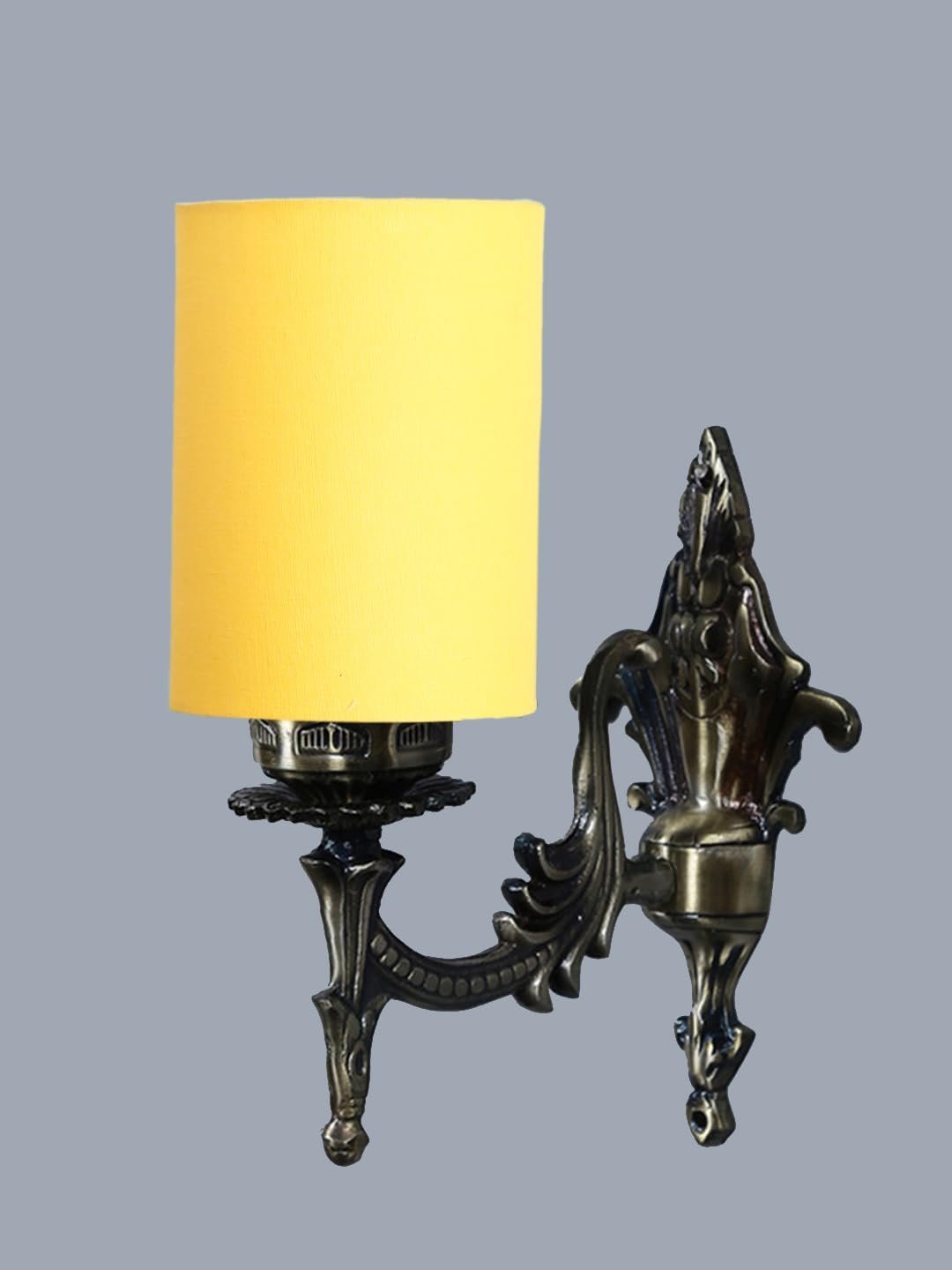 Antique Gold Wall Lamp for Office/Home/Gifting with Cotton Yellow Shade(8x4.25x11) Inches -110