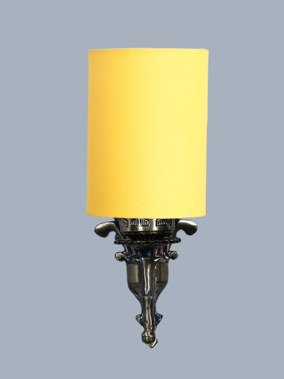 Antique Gold Wall Lamp for Office/Home/Gifting with Cotton Yellow Shade(8x4.25x11) Inches -110