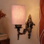 Antique Gold Wall Lamp for Office/Home/Gifting with Cotton Grey Shade(8×4.25×11) Inches -111