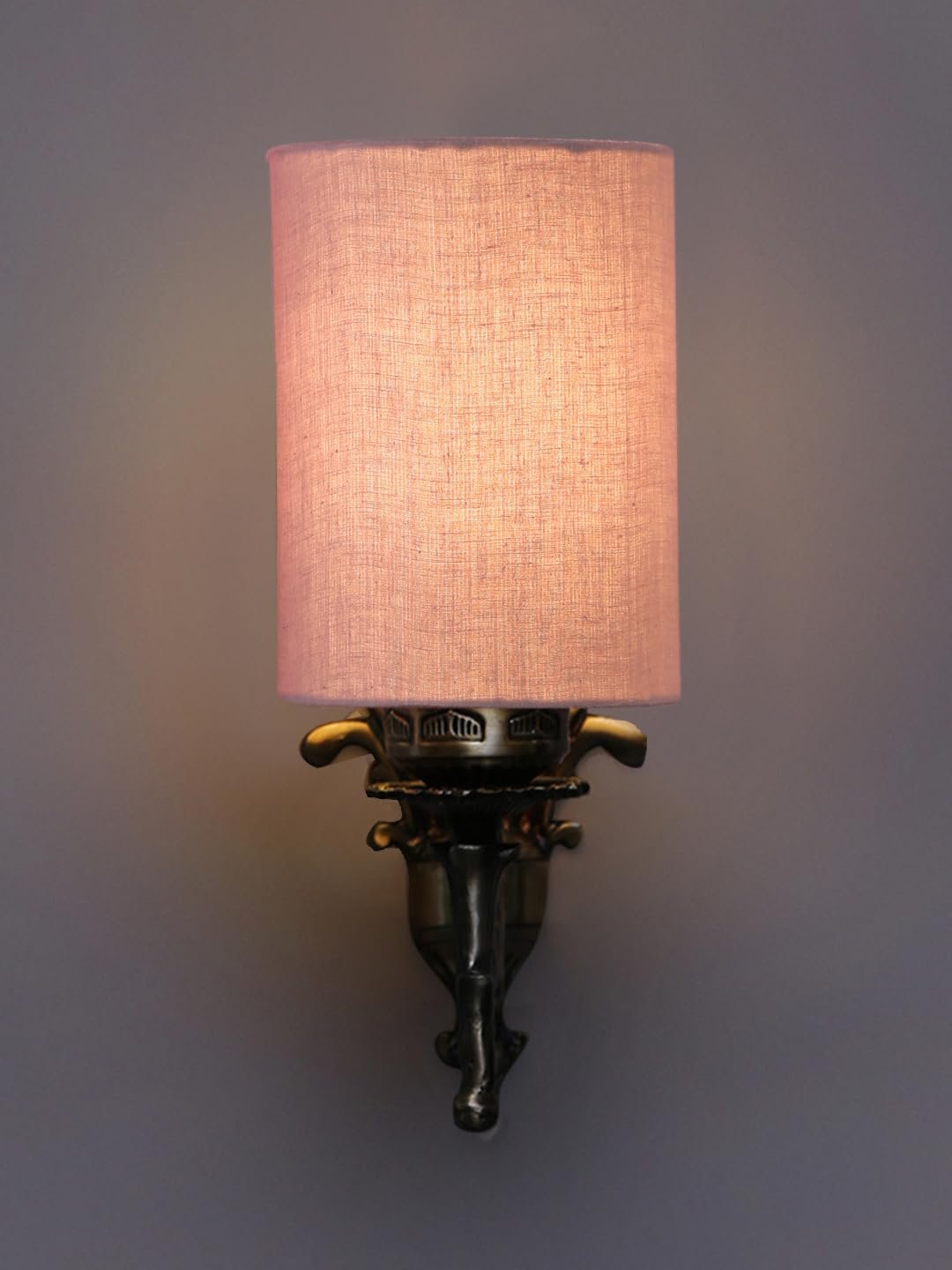Antique Gold Wall Lamp for Office/Home/Gifting with Cotton Grey Shade(8x4.25x11) Inches -111