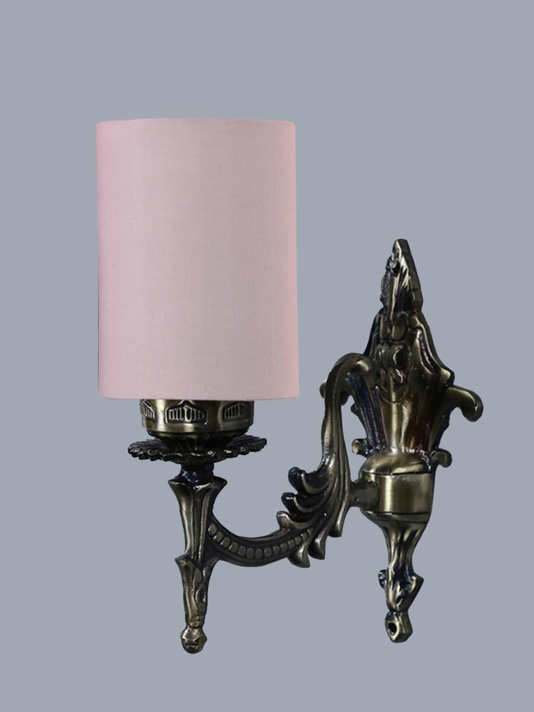 Antique Gold Wall Lamp for Office/Home/Gifting with Cotton Grey Shade(8x4.25x11) Inches -111