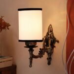 Antique Gold Wall Lamp for Office/Home/Gifting with Cotton White & Black Shade(8×4.25×11) Inches-112