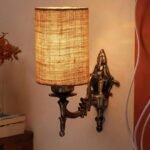 Antique Gold Wall Lamp for Office/Home/Gifting with Jute Beige Shade(8×4.25×11) Inches