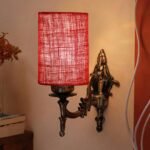Antique Gold Wall Lamp for Office/Home/Gifting with Jute Maroon Shade(8×4.25×11) Inches