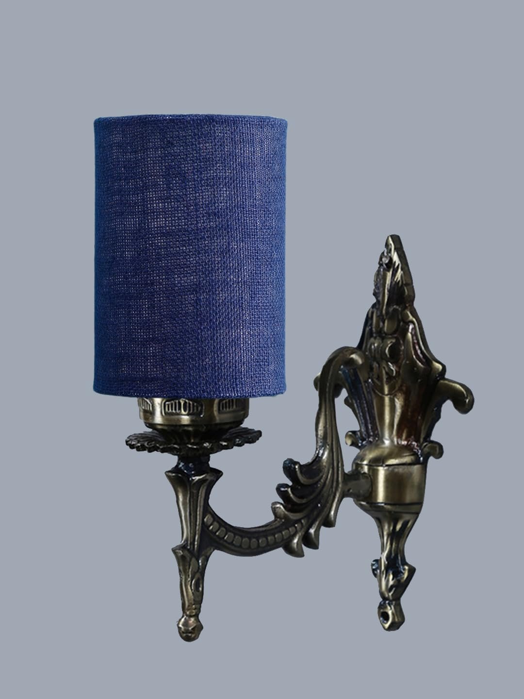 Antique Gold Wall Lamp for Office/Home/Gifting with Jute Blue Shade(8x4.25x11) Inches