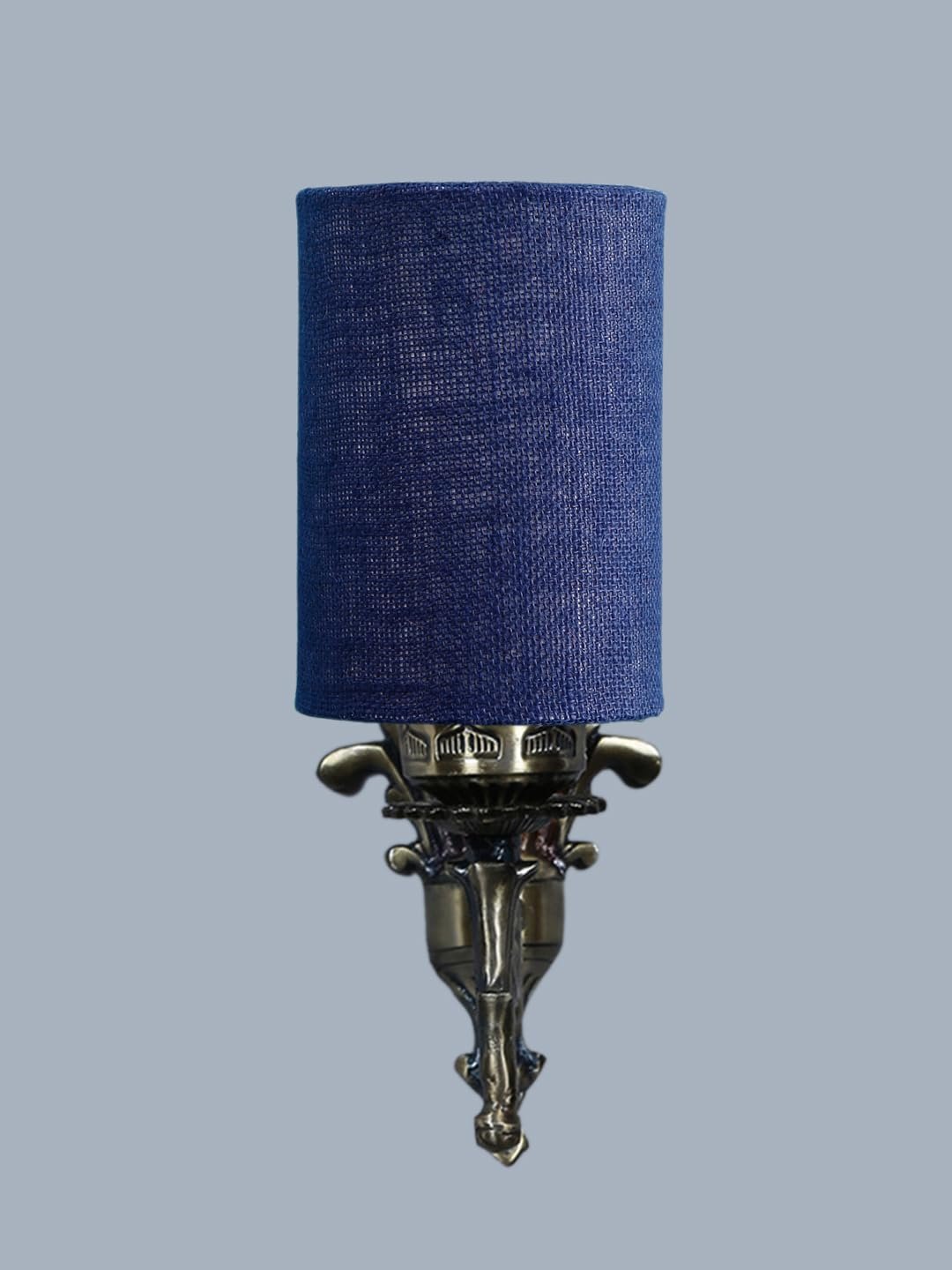 Antique Gold Wall Lamp for Office/Home/Gifting with Jute Blue Shade(8x4.25x11) Inches