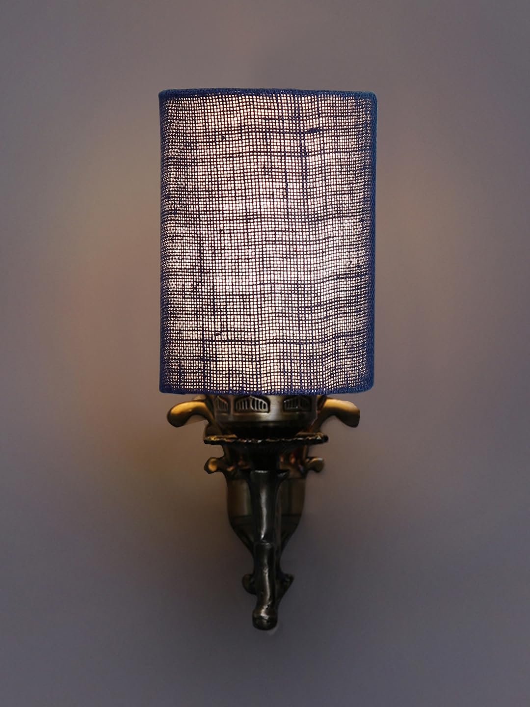 Antique Gold Wall Lamp for Office/Home/Gifting with Jute Blue Shade(8x4.25x11) Inches