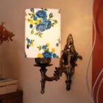 Antique Gold Wall Lamp for Office/Home/Gifting with Cotton Printed Shade(8×4.25×11) Inches -118