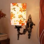 Antique Gold Wall Lamp for Office/Home/Gifting with Cotton Printed Shade(8×4.25×11) Inches -119