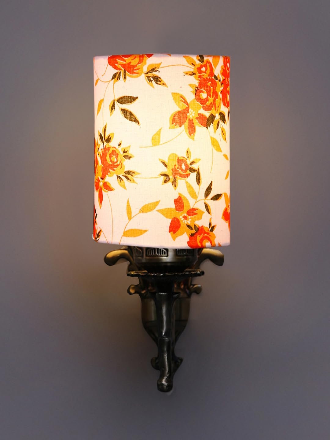 Antique Gold Wall Lamp for Office/Home/Gifting with Cotton Printed Shade(8x4.25x11) Inches -119