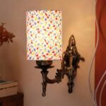 Antique Gold Wall Lamp for Office/Home/Gifting with Cotton Printed Shade(8×4.25×11) Inches -120