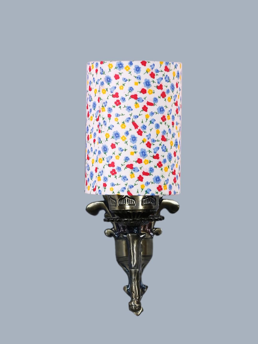 Antique Gold Wall Lamp for Office/Home/Gifting with Cotton Printed Shade(8x4.25x11) Inches -120