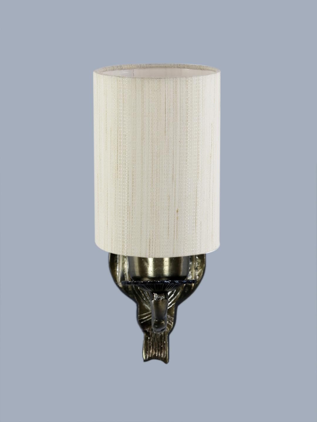 Antique Gold Wall Lamp for Office/Home/Gifting with Cotton Off-White Shade(8x4.25x11) Inches -121