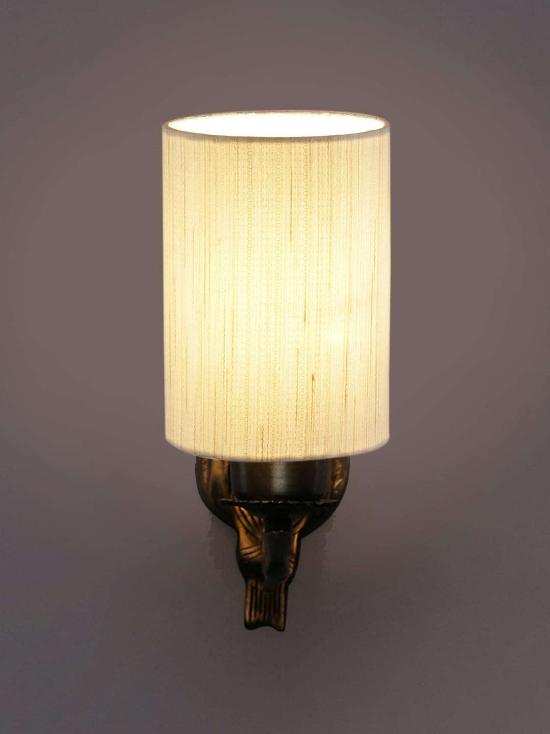 Antique Gold Wall Lamp for Office/Home/Gifting with Cotton Off-White Shade(8x4.25x11) Inches -121