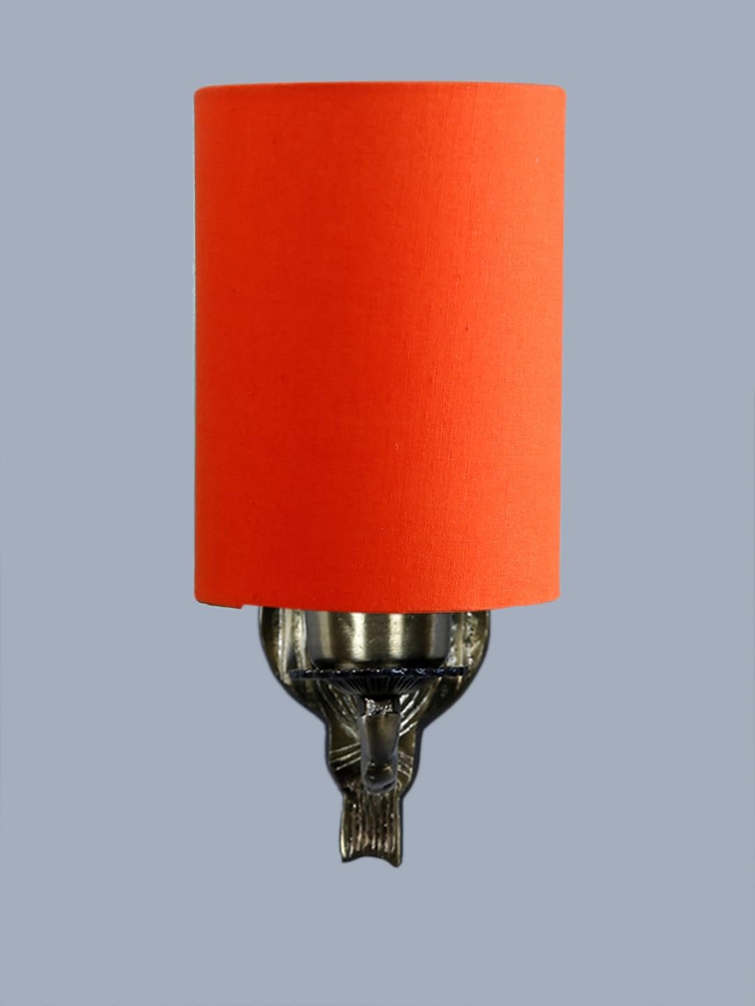 Antique Gold Wall Lamp for Office/Home/Gifting with Cotton Orange Shade(8x4.25x11) Inches -124