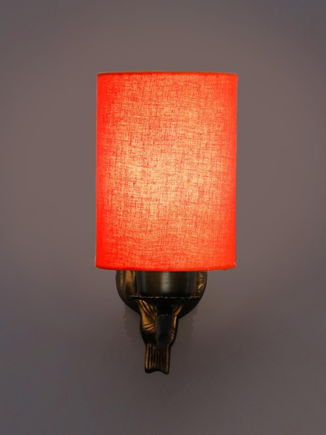 Antique Gold Wall Lamp for Office/Home/Gifting with Cotton Orange Shade(8x4.25x11) Inches -124