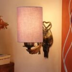 Antique Gold Wall Lamp for Office/Home/Gifting with Cotton Grey Shade(8×4.25×11) Inches -126