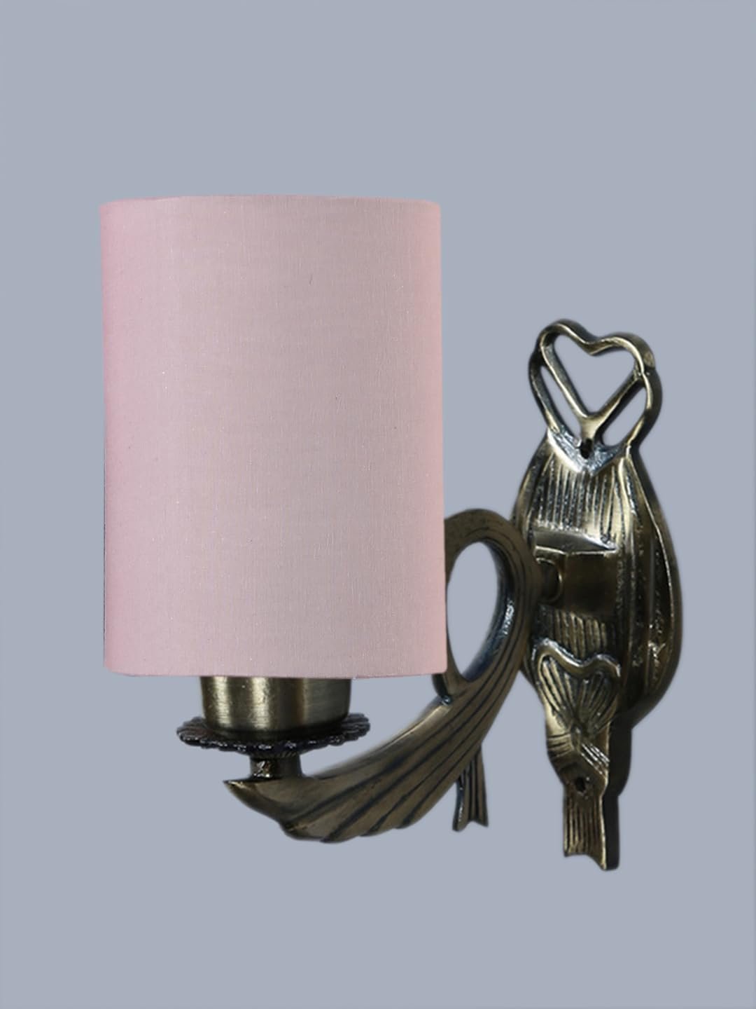 Antique Gold Wall Lamp for Office/Home/Gifting with Cotton Grey Shade(8x4.25x11) Inches -126