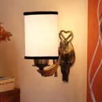Antique Gold Wall Lamp for Office/Home/Gifting with Cotton White & Black Shade(8×4.25×11) Inches -127