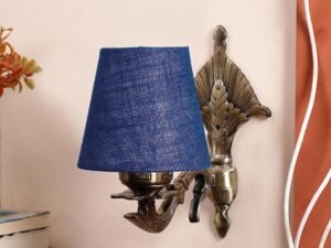 Antique Gold Wall Lamp for Office/Home/Gifting with Jute conical Blue Shade(7x5.5x9.25) Inches -13