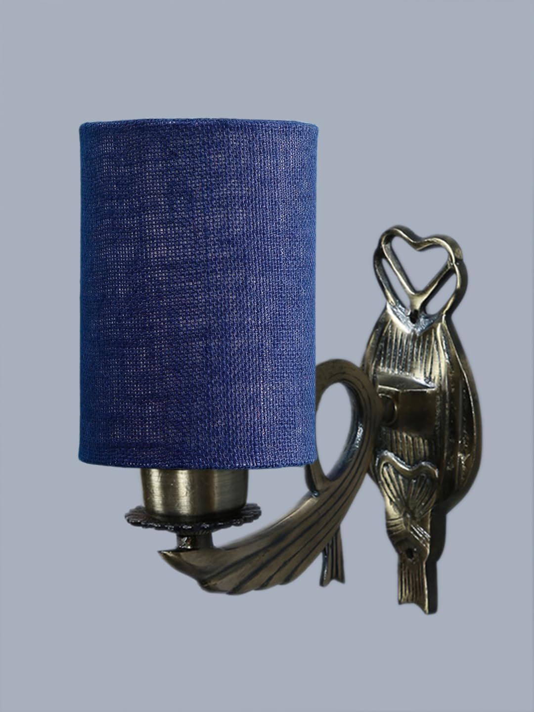 Antique Gold Wall Lamp for Office/Home/Gifting with Jute Blue Shade(8x4.25x11) Inches -132