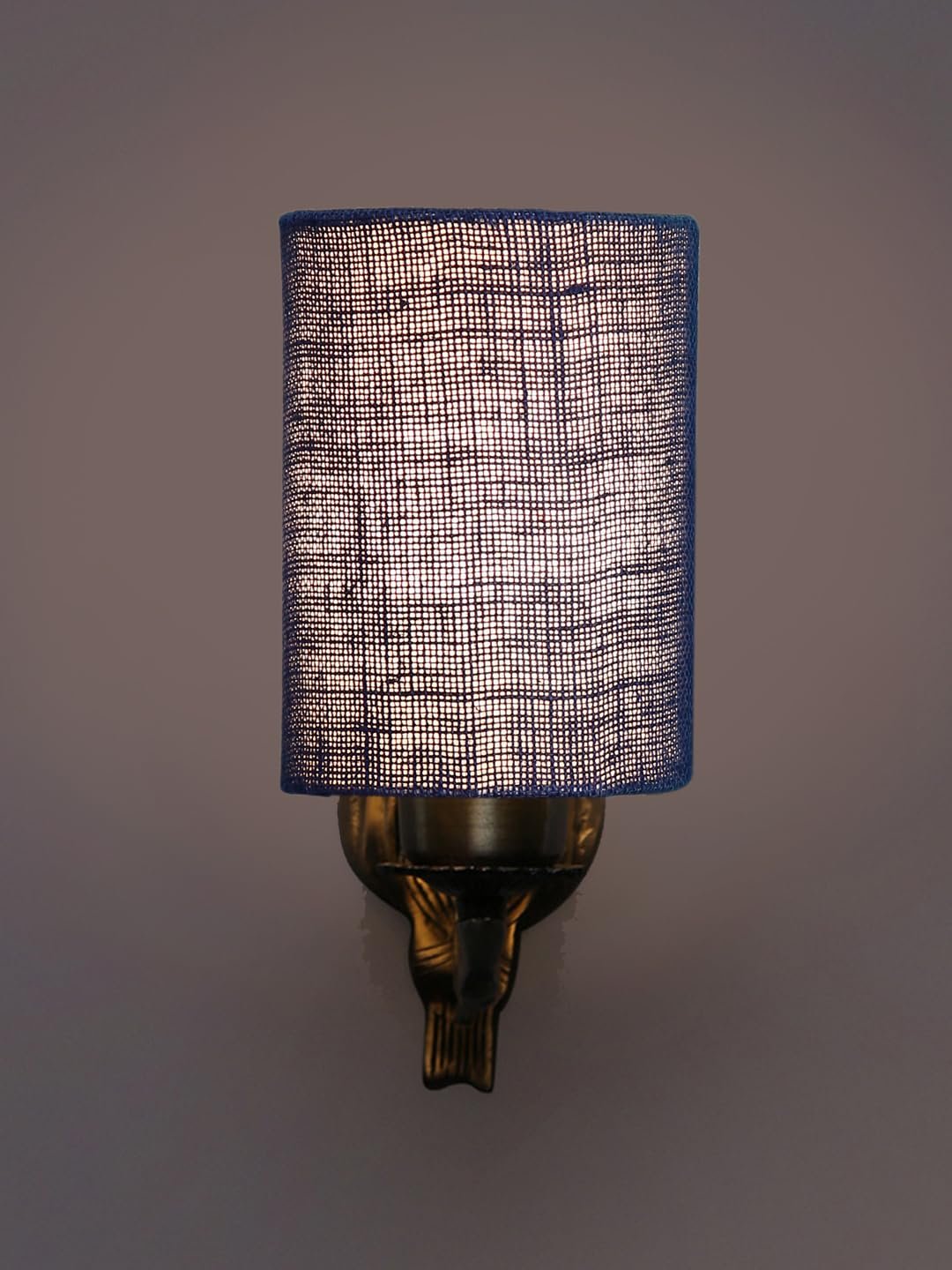Antique Gold Wall Lamp for Office/Home/Gifting with Jute Blue Shade(8x4.25x11) Inches -132