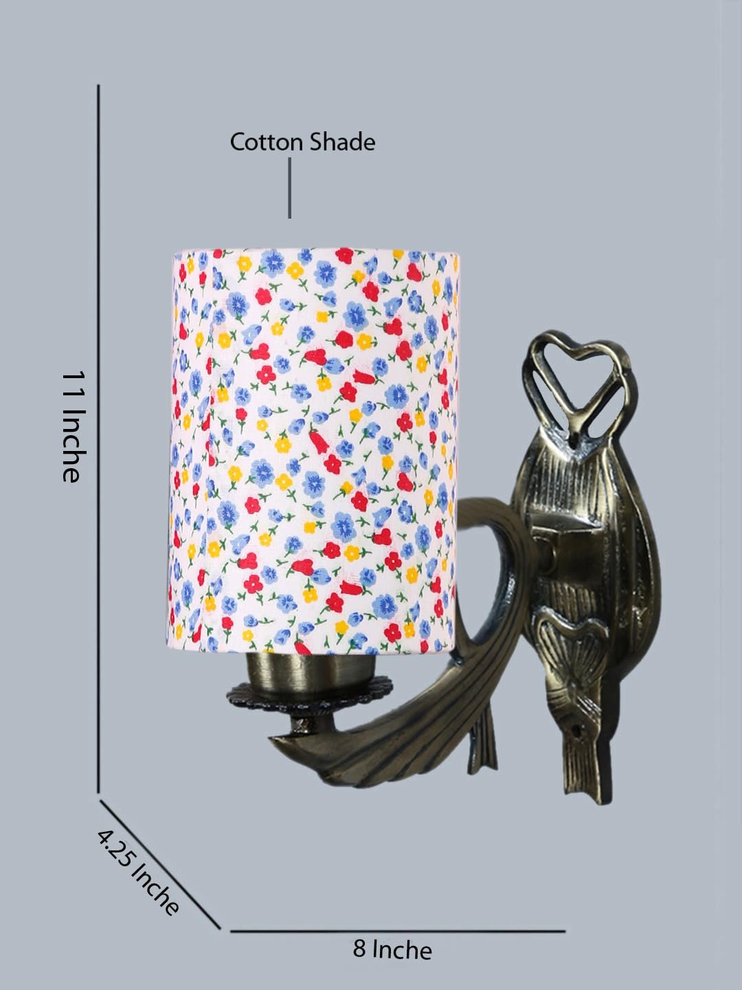 Antique Gold Wall Lamp for Office/Home/Gifting with Cotton Printed Shade(8x4.25x11) Inches -135