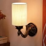 Antique Gold Wall Lamp for Office/Home/Gifting with Cotton Off-White Shade(8×4.25×11) Inches