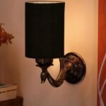 Antique Gold Wall Lamp for Office/Home/Gifting with Cotton Black Shade(8×4.25×11) Inches